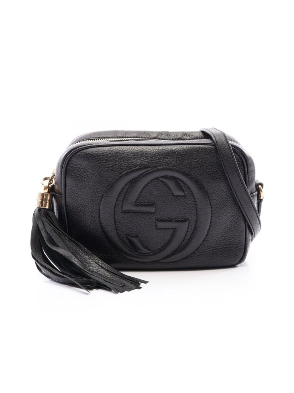 Gucci Shoulder Bag Soho Disco Interlocking G Black Leather Small